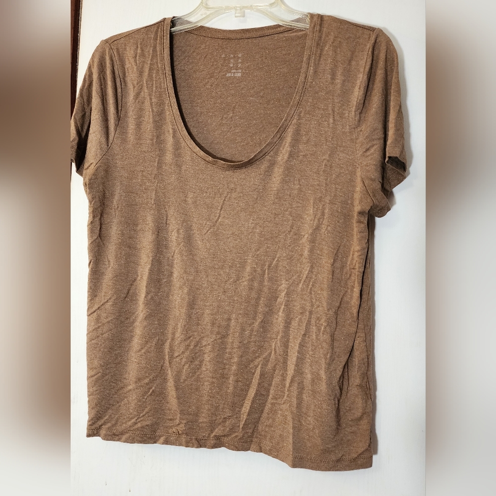 A New Day- Tan t-shirt with shimmer. Size M